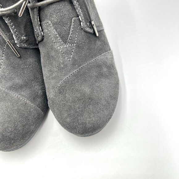 Toms Womens Size 10 10M Gray Suede Leather‎ Wedge Ankle Boots Booties Shoes - Picture 5 of 12